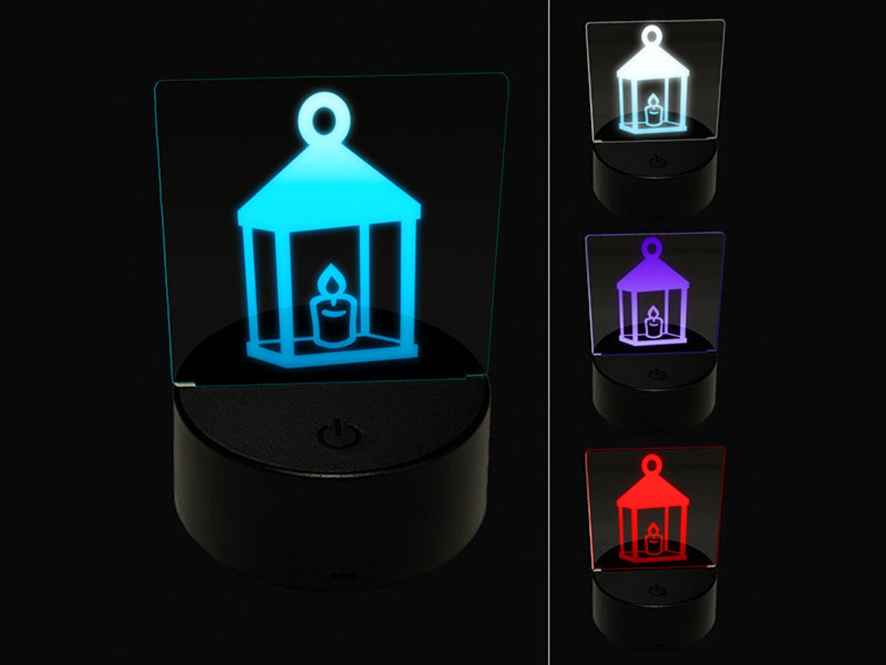 Vintage Lantern Candle with Flame 3D Illusion LED Night Light Sign Nightstand Desk Lamp